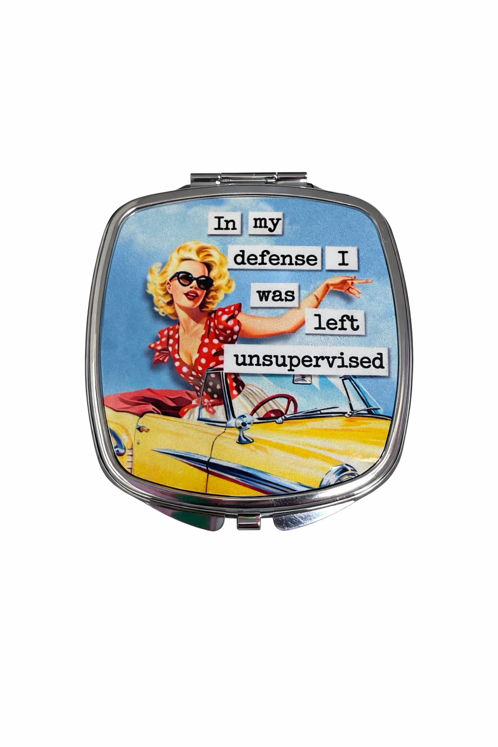 Funny Retro Compact Mirror – “In My Defense"