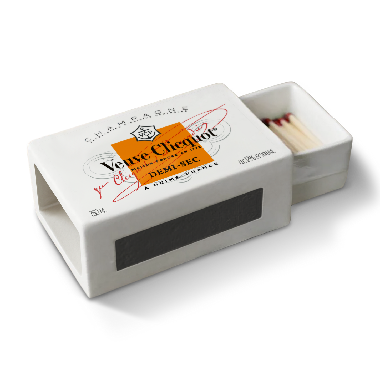 Ceramic Match Box-Orange Champagne