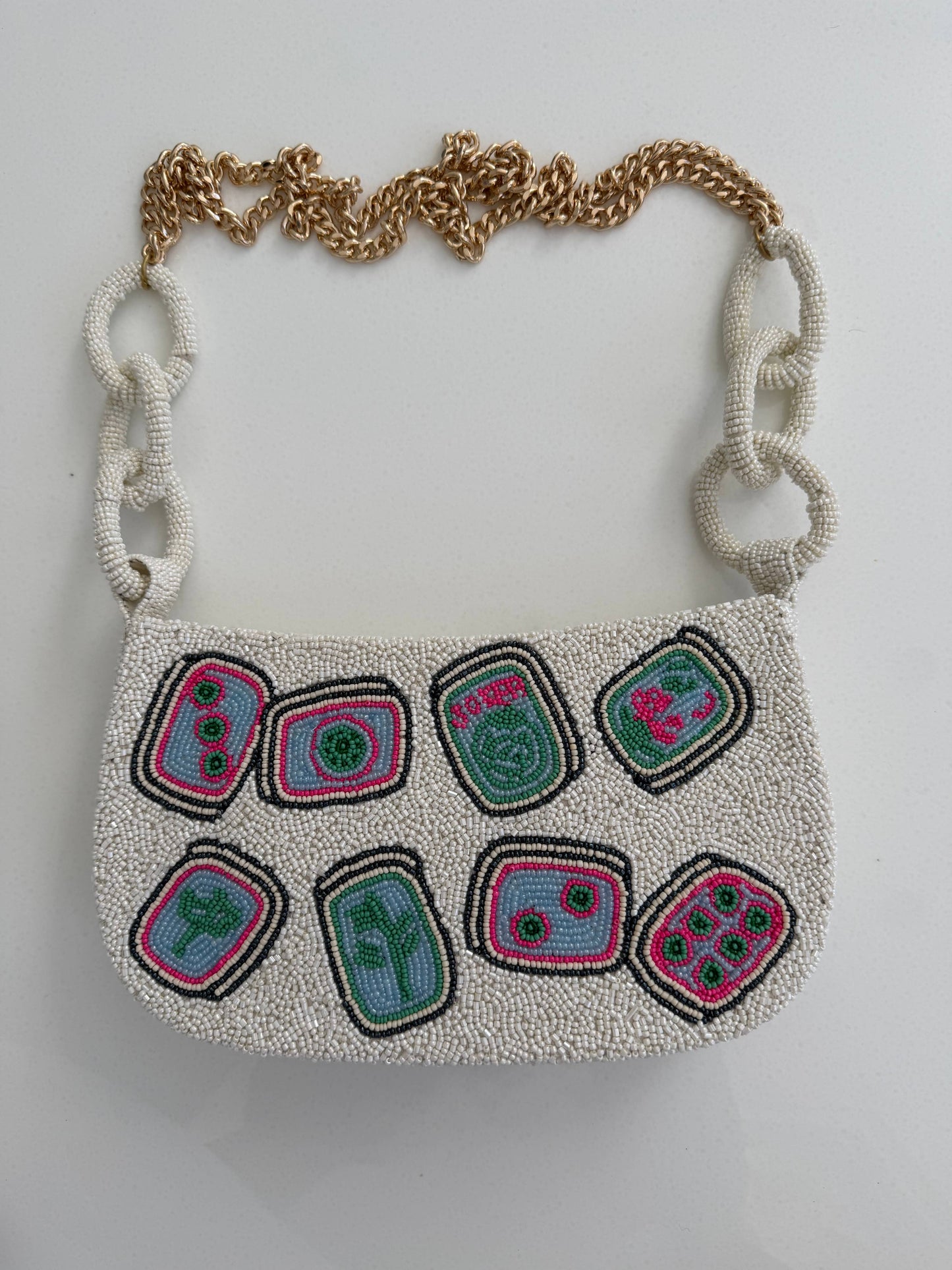 Beaded Mahjong Handbag with Chain Link Chain (Designer's Pick)