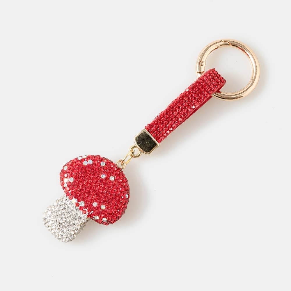 Pave Red Mushroom And Tag Bag Charm