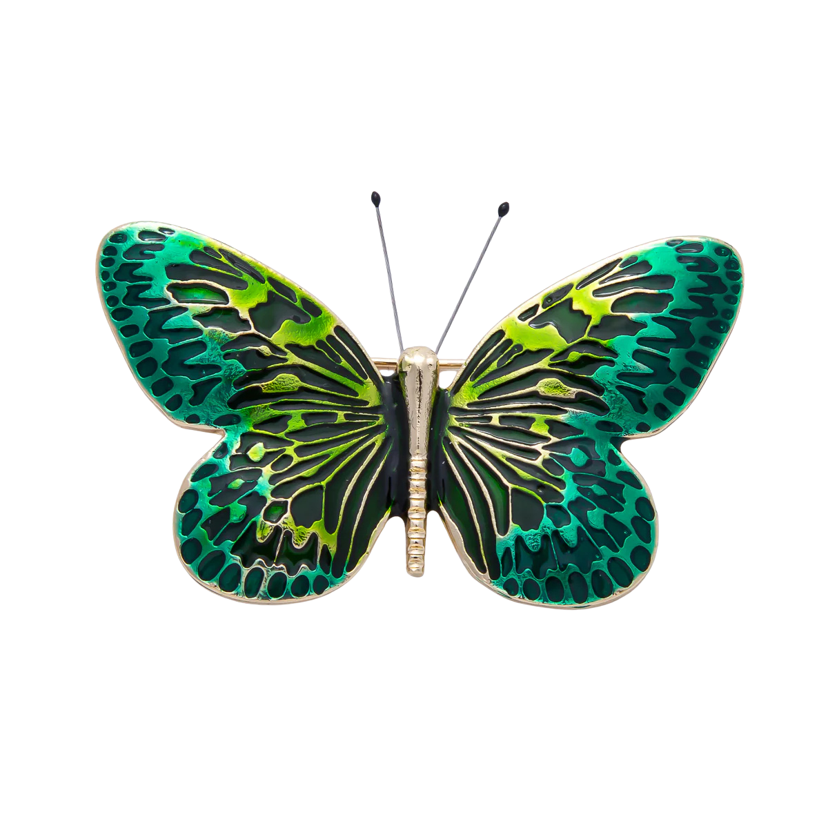 Gold Emerald Green Pattern Butterfly Brooch Pin