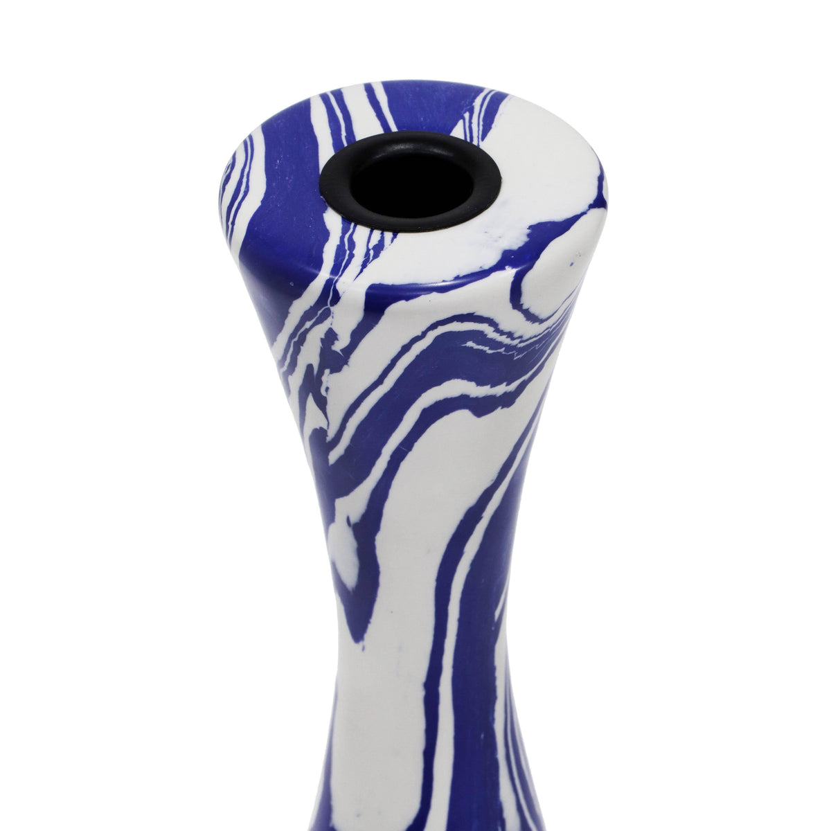 Lapis Blue & White Swirl Resin Candlesticks (Pair)