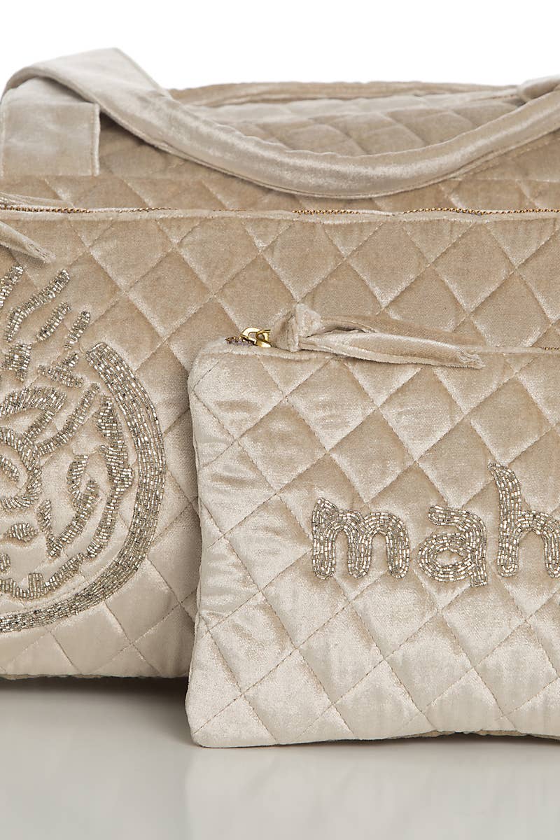 Mahjong Bag Travel Set - Silver (2 pieces) Small coin purse not included