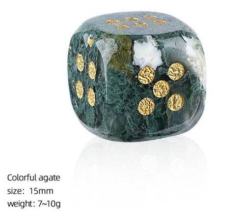 Dice - 15mm Natural Jade Laser Engraved Cube Dice with Rounded Edges Semi-Precious Stone (Set of 2)