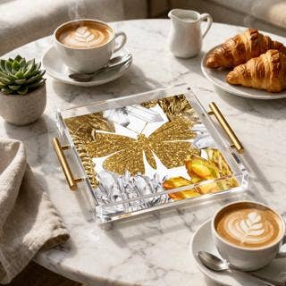 Gold Butterfly Acrylic Serving Tray/small (11" x 9")