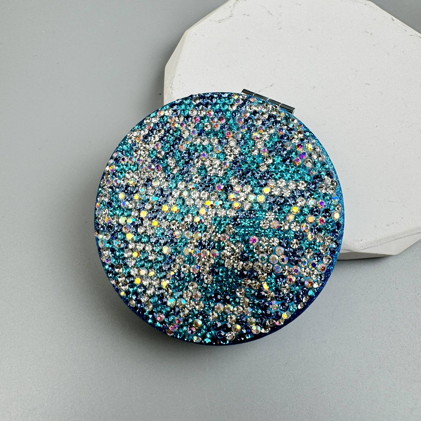 Circle Rhinestone Folding Makeup Mirror