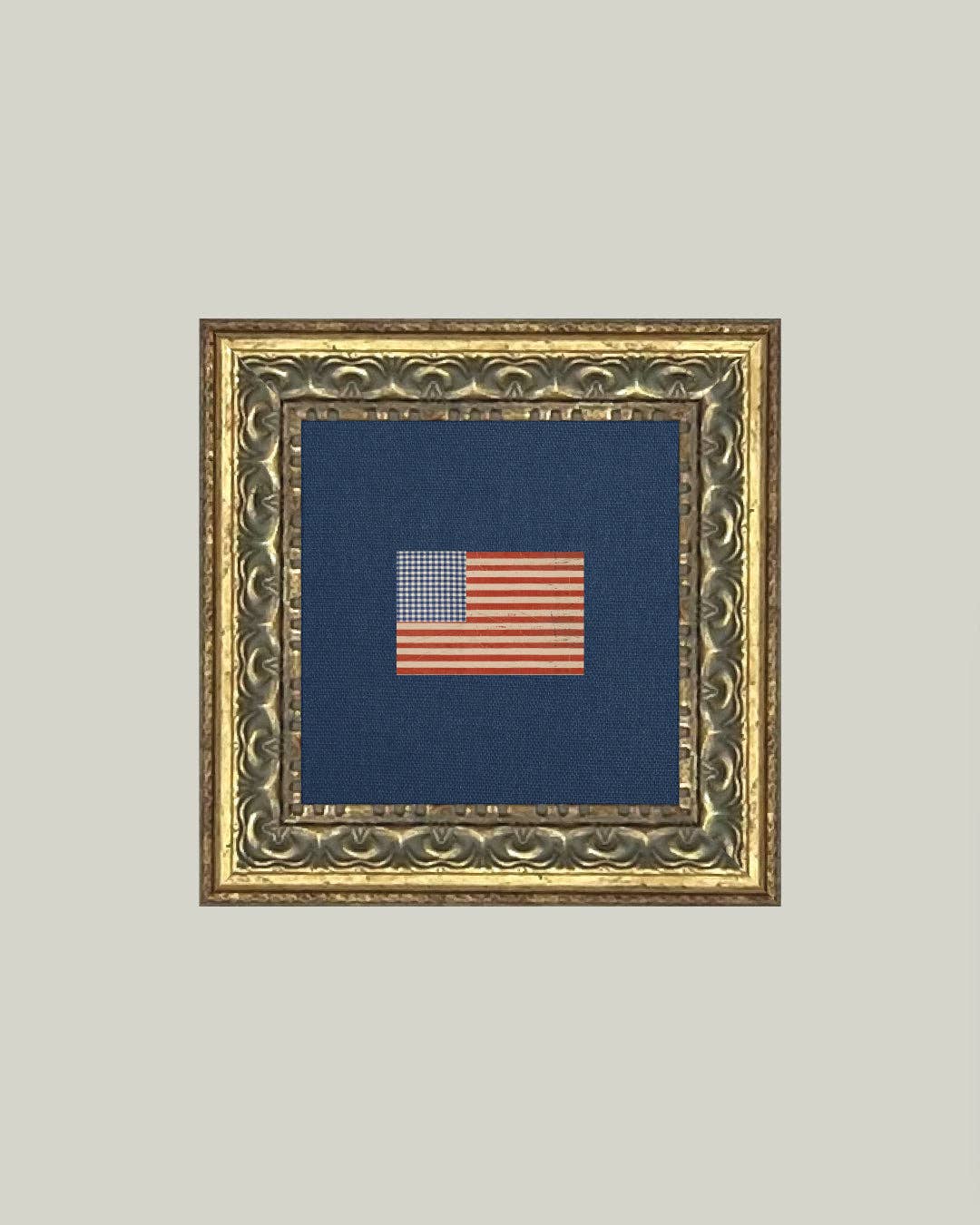 Gingham Flag Framed Antique Art