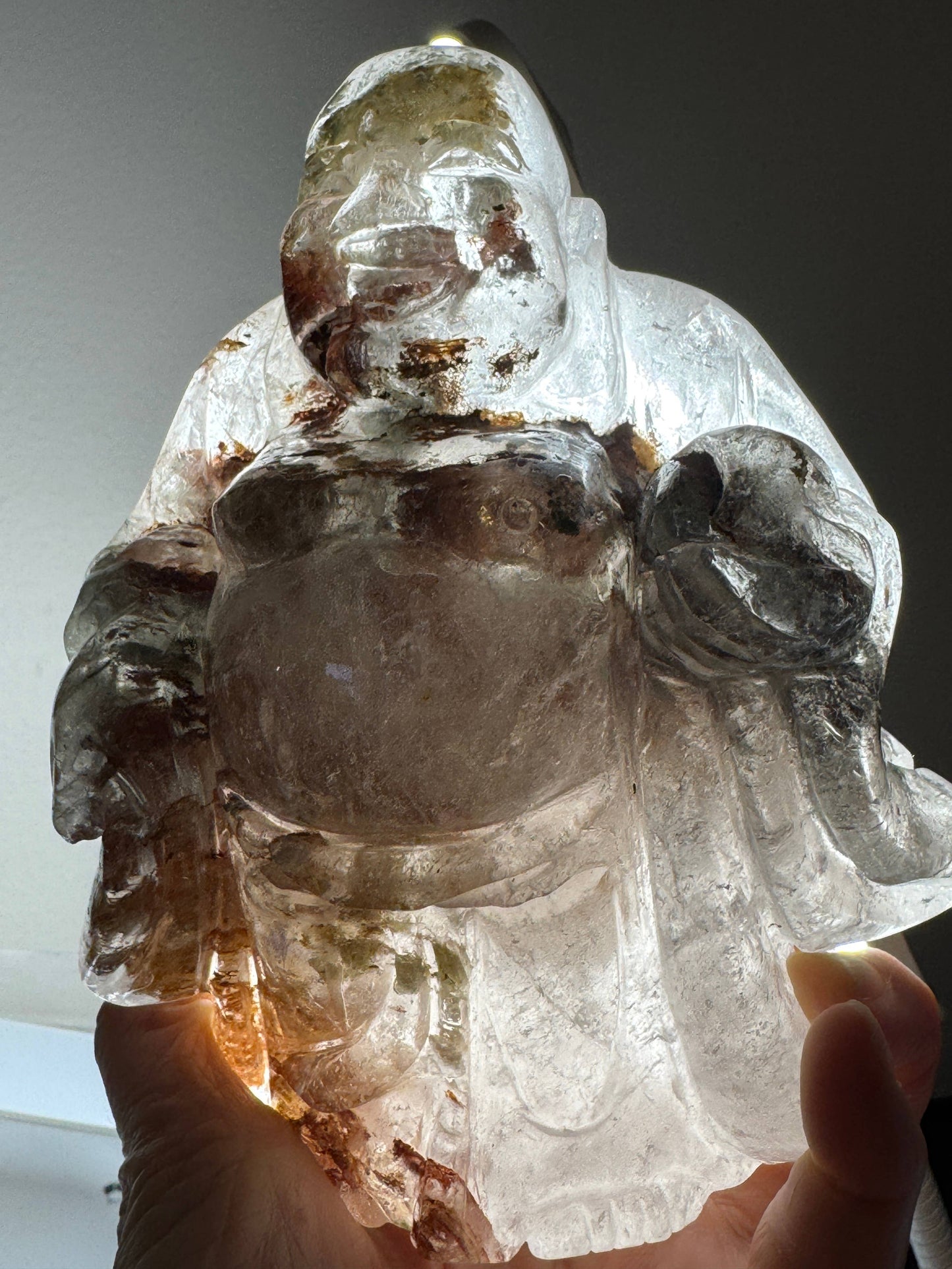 Happy Laughing Buddha Lodolite garden quartz G992