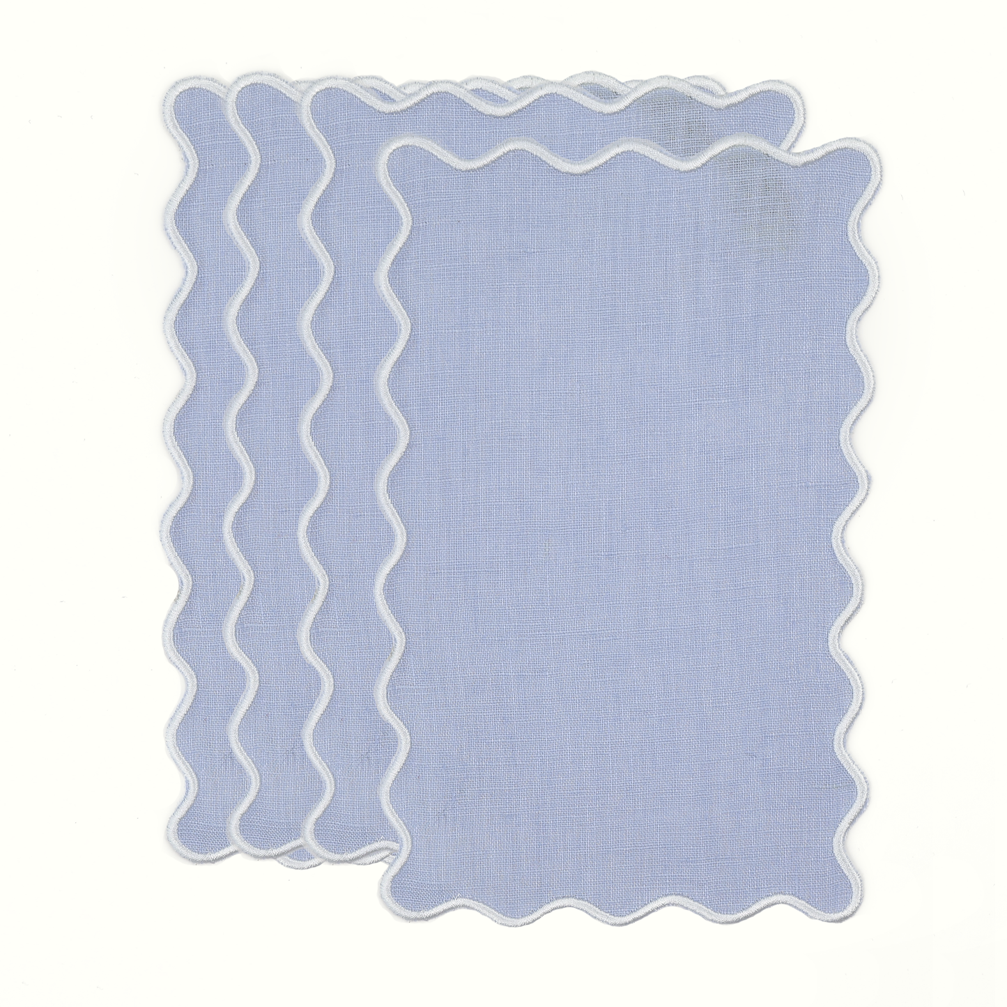 Powder Blue Linen Rectangle Cocktail Napkins - Set of 4