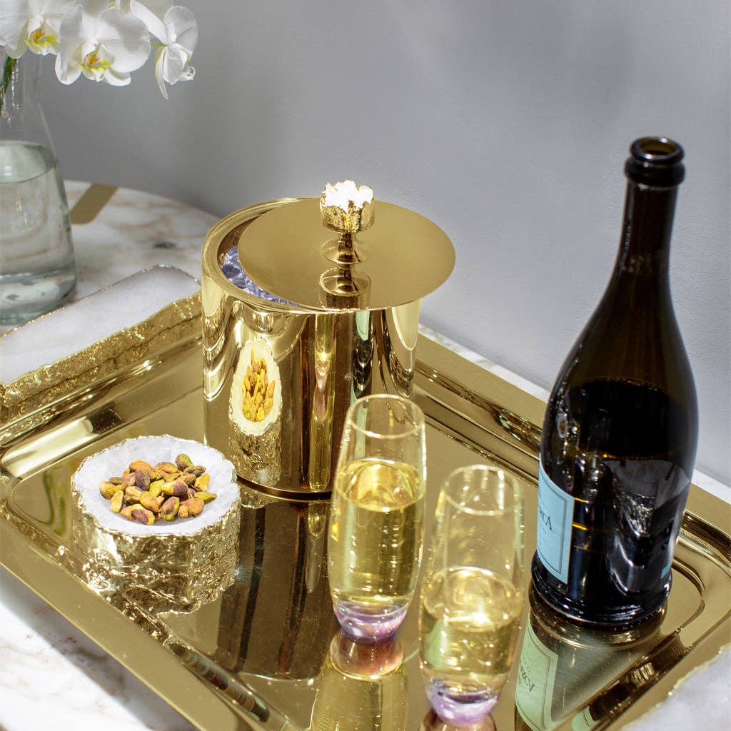 Hospitality Ice Bucket, Gold & Crystal