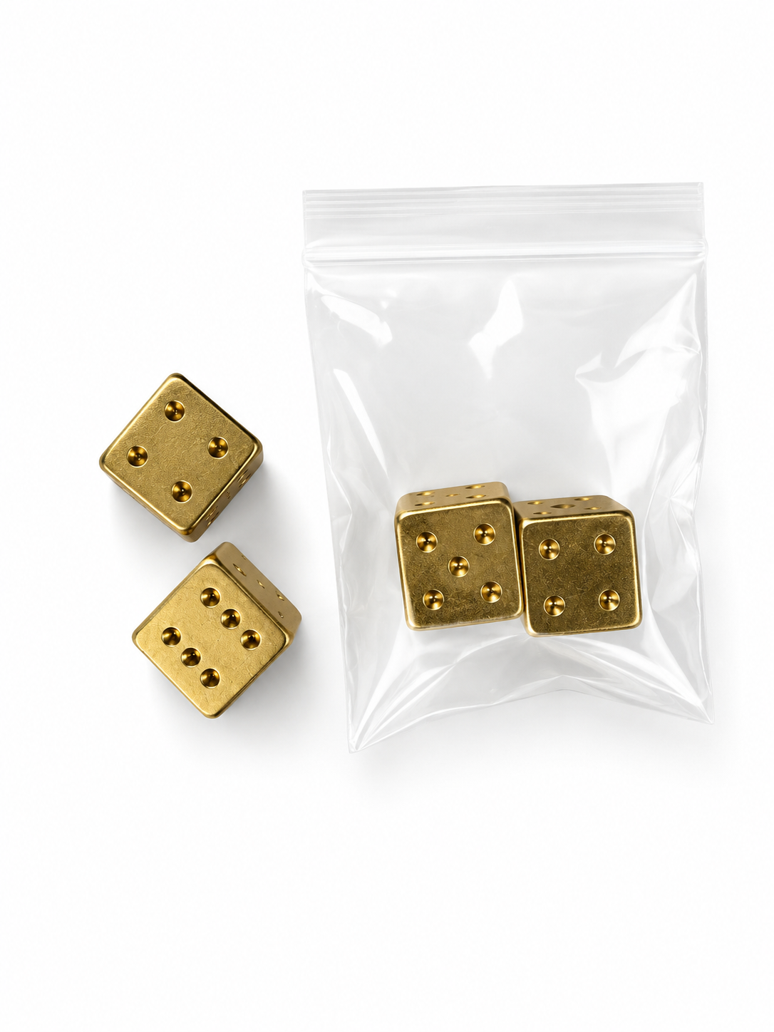 Gold Lux Solid Metal Mahjong Specialty Dice Gift Ready