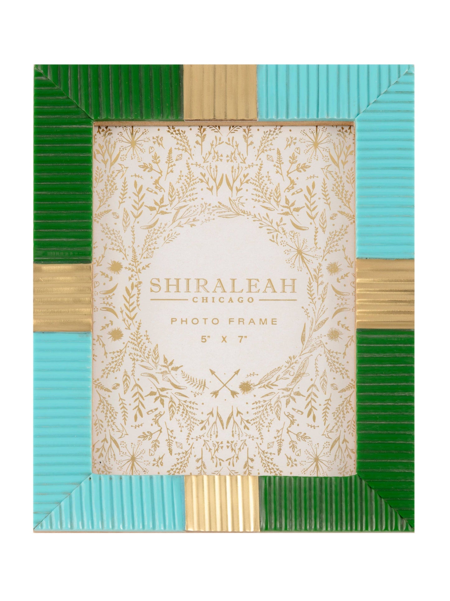 COLOR BLOCKED PICTURE FRAME, Green/Blue/Gold