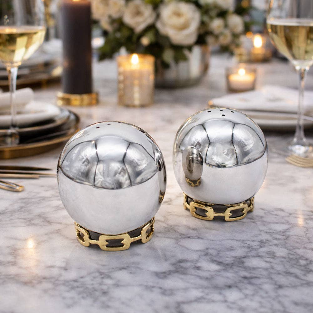 Luxe Linked Stainless Steel Salt & Pepper Shakers