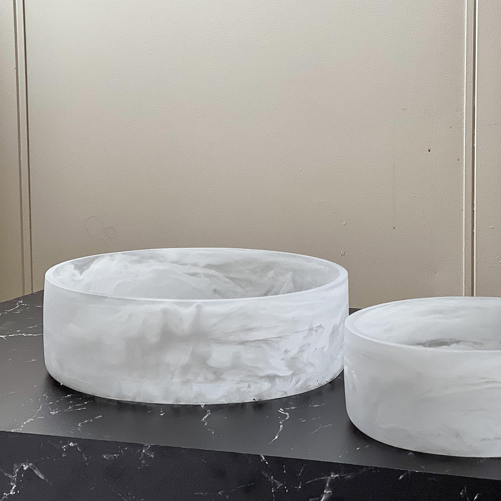 Resin White Swirl Salad Bowl (Deep)