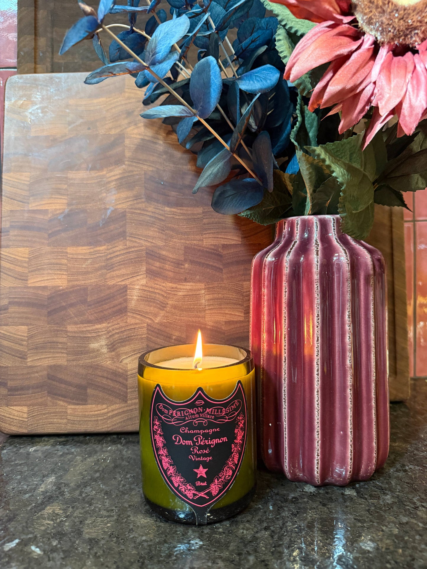 Recycled Dom P Rose Candle