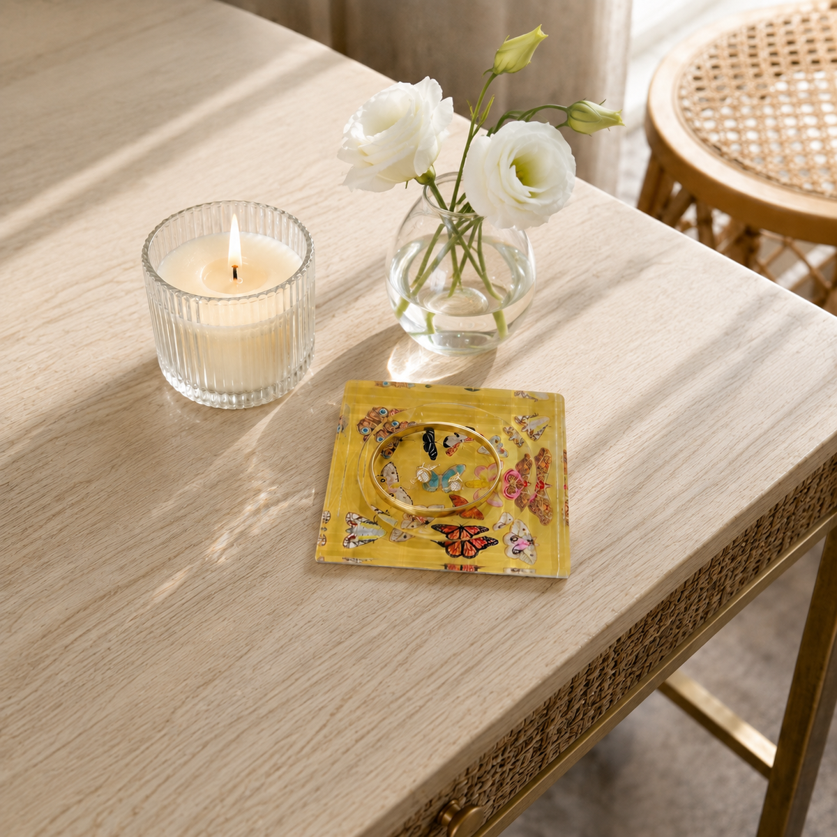 Catchall Lucite Bowl - Golden Butterfly