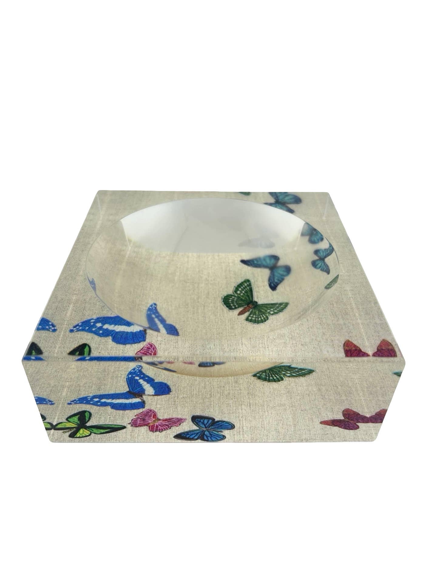 Petit Acrylic Catchall Bowl, Natural Butterfly