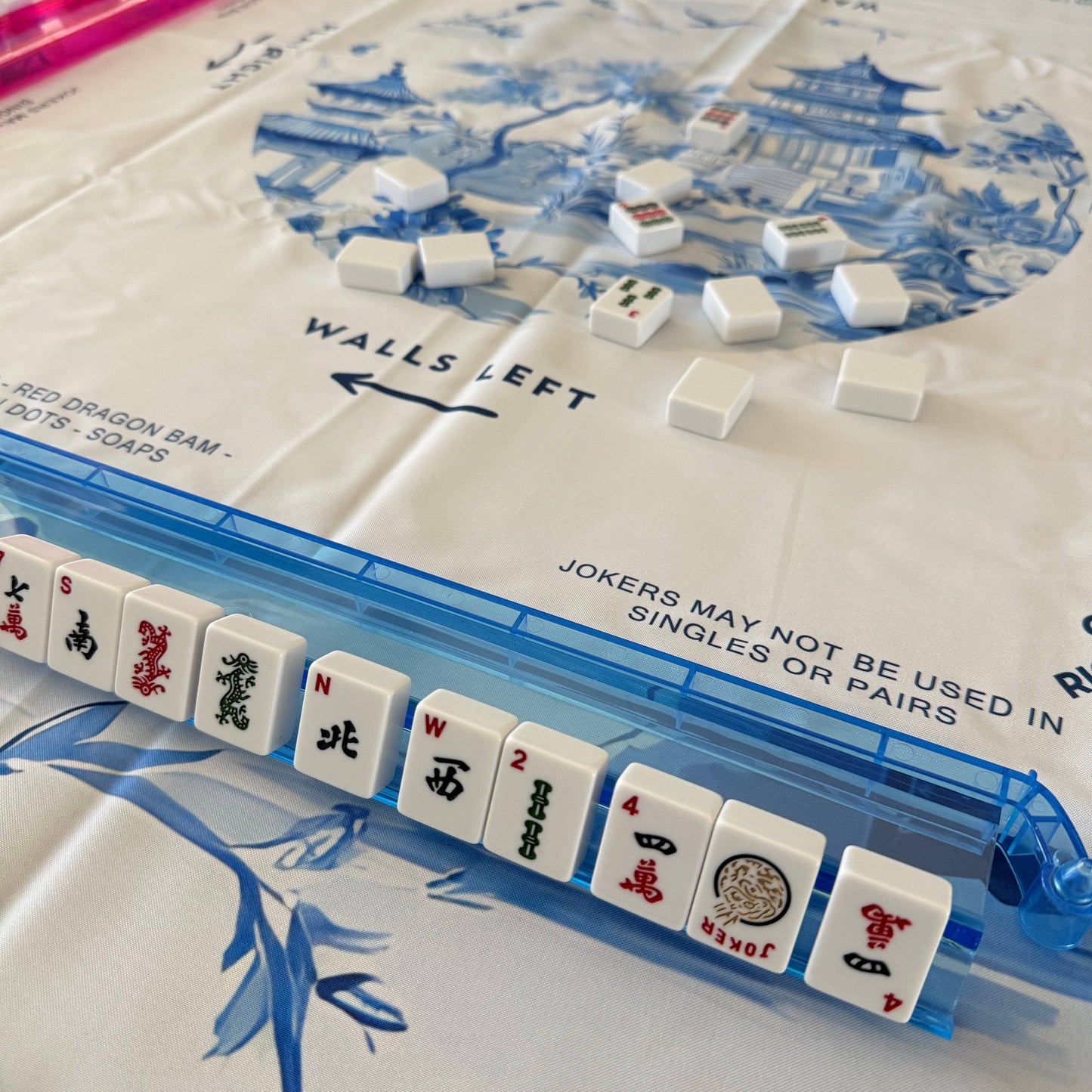 Bright Blue Mahjong Rack and Pusher (1)