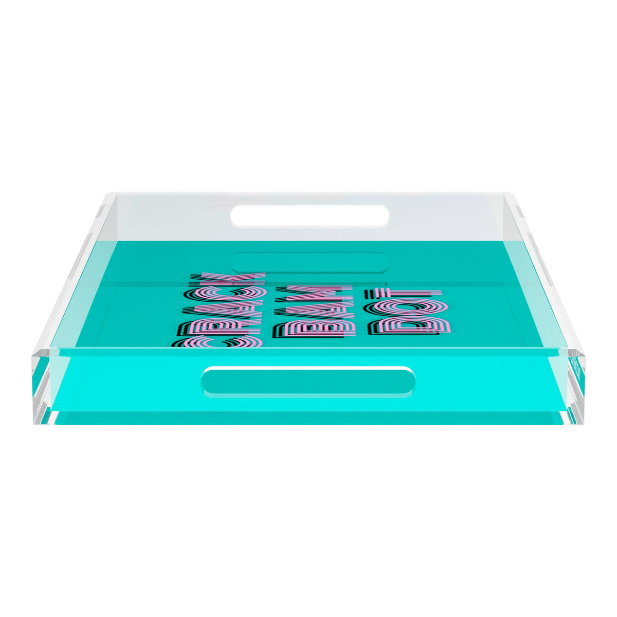 Mahjong Crack Bam Dot Acqua Pink Acrylic Rectangle Decorative Tray