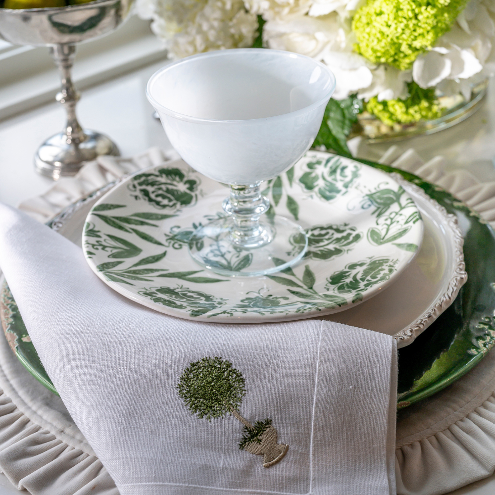 White Hand-Painted Italian Glass Compote (Fabulous Table Top)