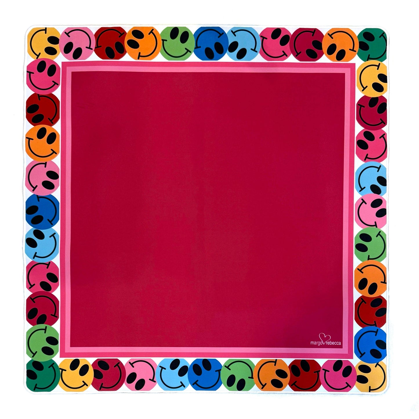 Mahjong mat - dark pink - smiley faces