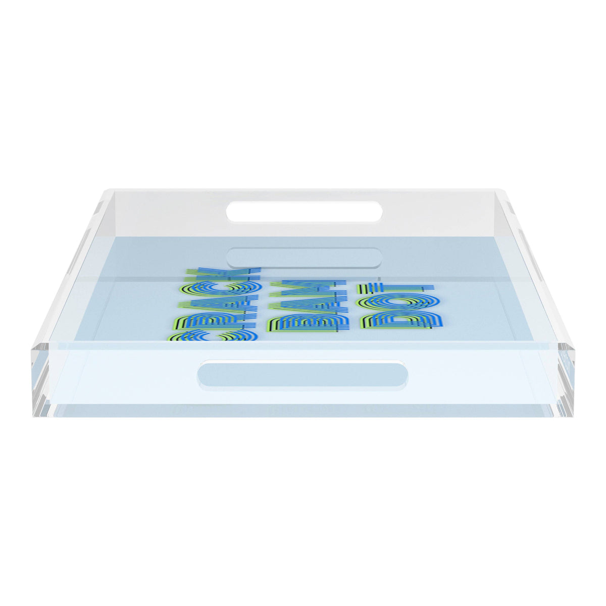 Mahjong Crack Bam Dot Blues Celery Acrylic Rectangle Decorative Tray