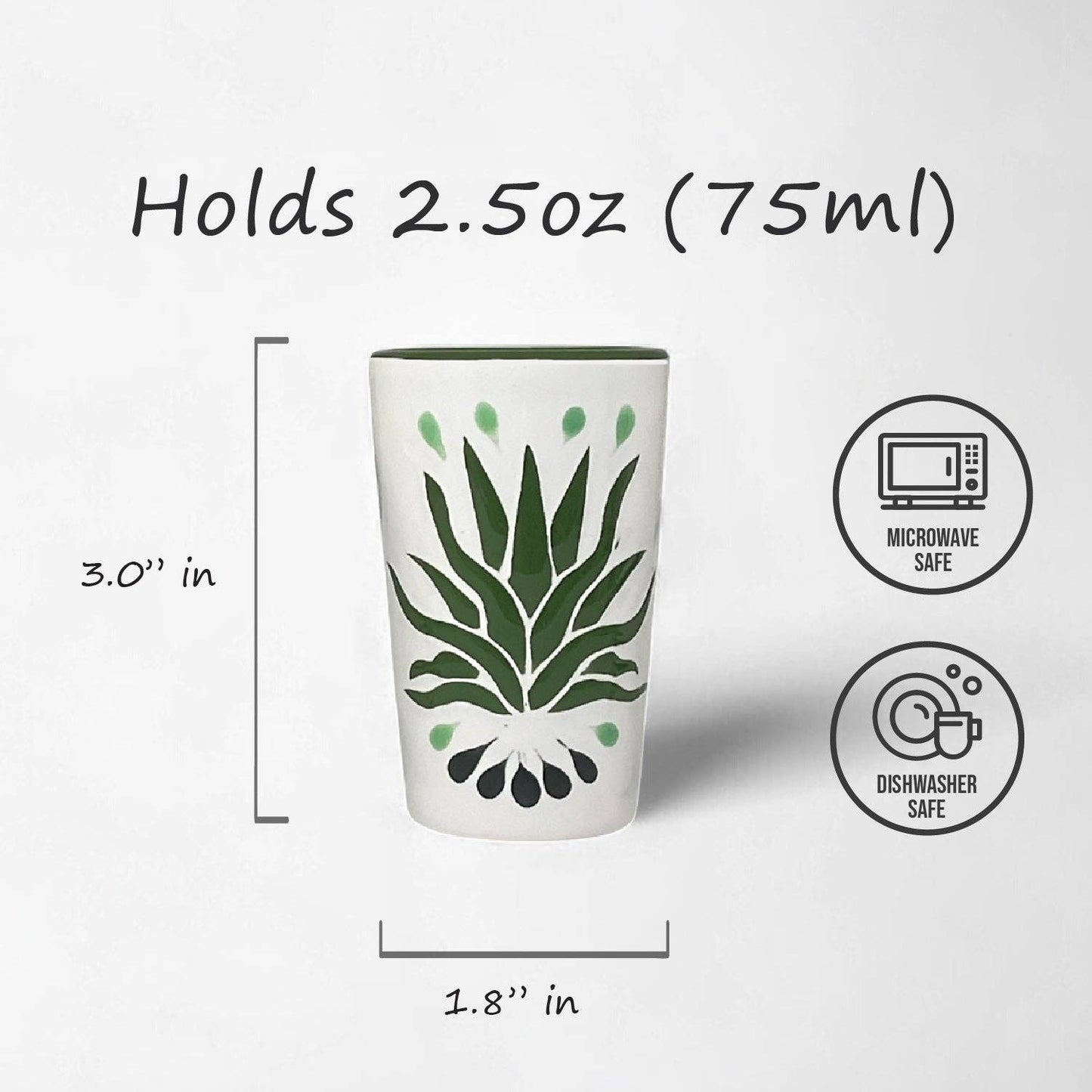Shot Glasses, Agave Design, Made in Mexico, Barware (Each)