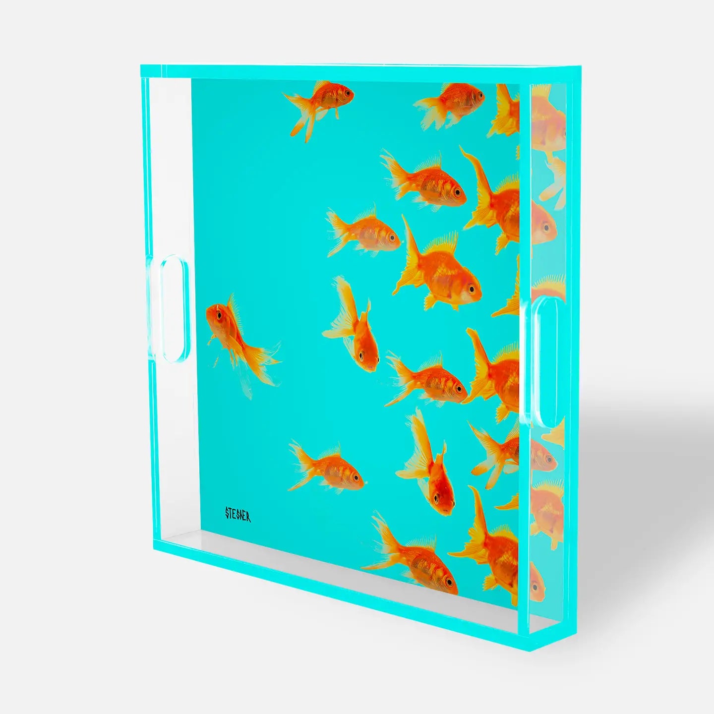 Acrylic Square Tray — Aqua Swim Goldfi