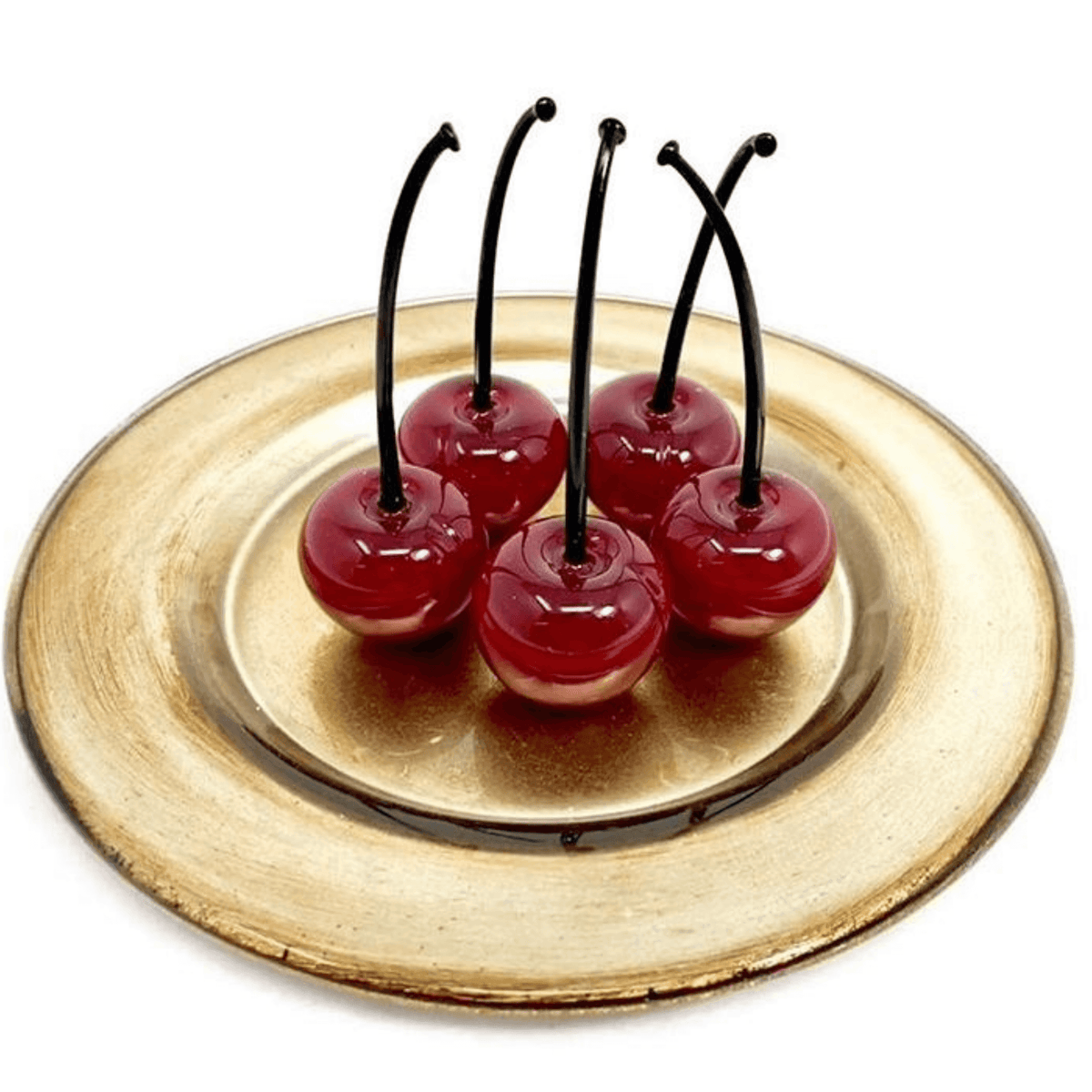 Murano Glass Cherries, Lifelike, Made in Italy (Each)