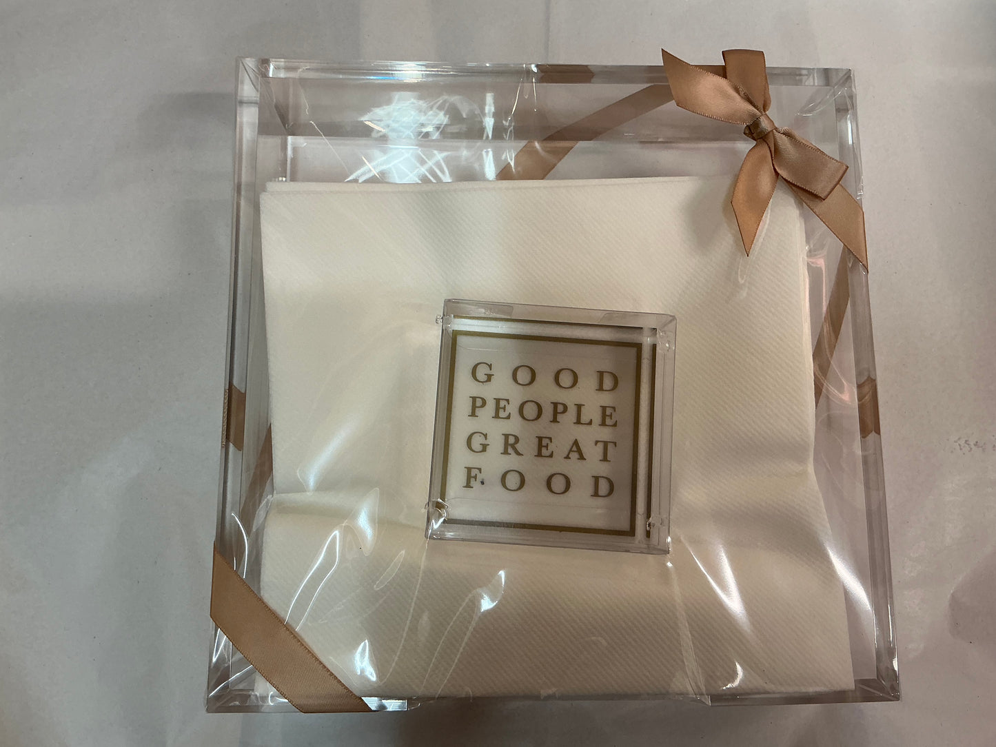 “Good People, Great Food” Acrylic Dinner Napkin Hostess Set