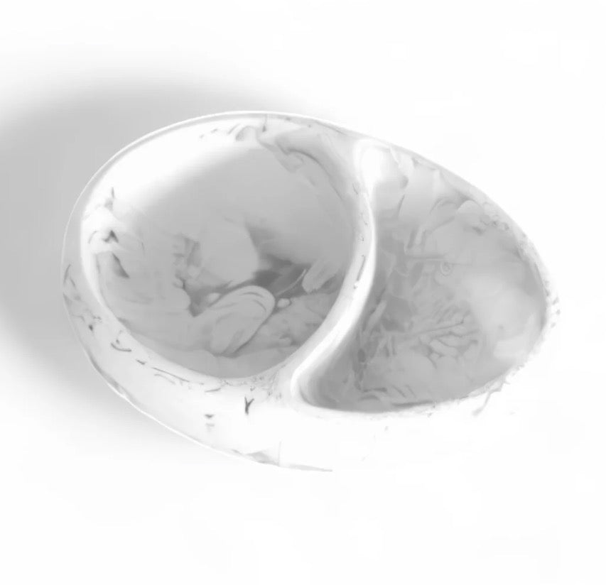 White Swirl Resin Split Bowl