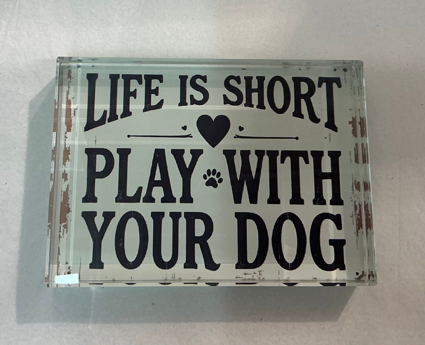 Glass Block Vibe- Life is Short, Play with Your Dog *Exclusive to Code Blue*