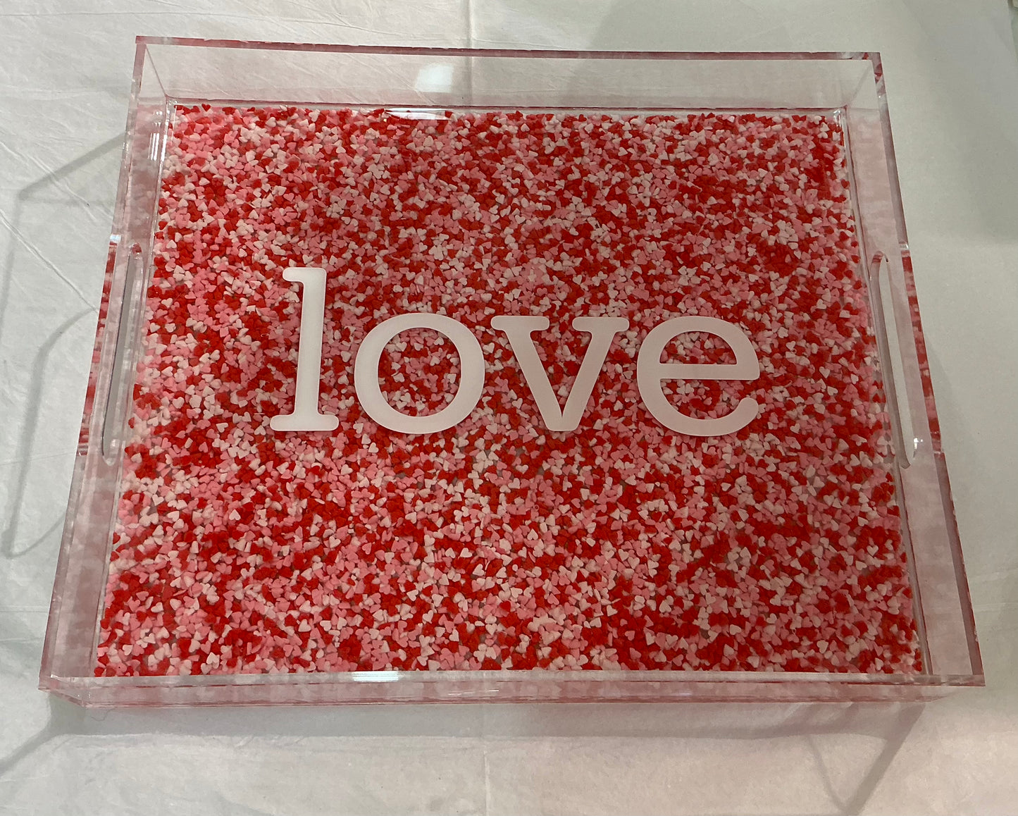 Acrylic Love Tray, Resin and Real Sprinkles (Handmade by one of our Artists)