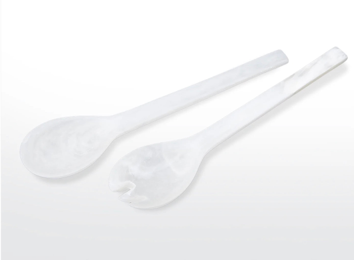 Resin White Swirl Salad Servers XL