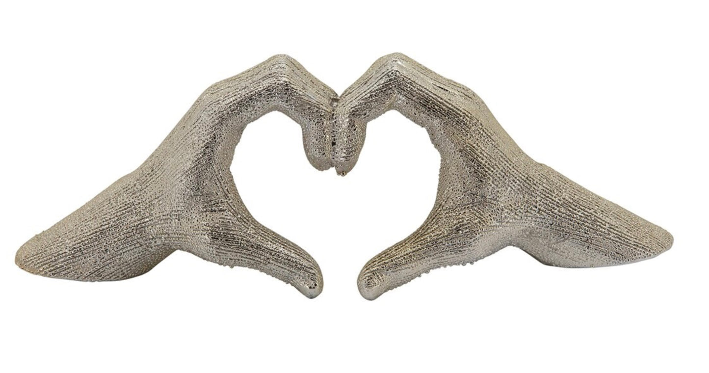 Heart Hands Love Sign Sculpture (Champagne Sparkles)