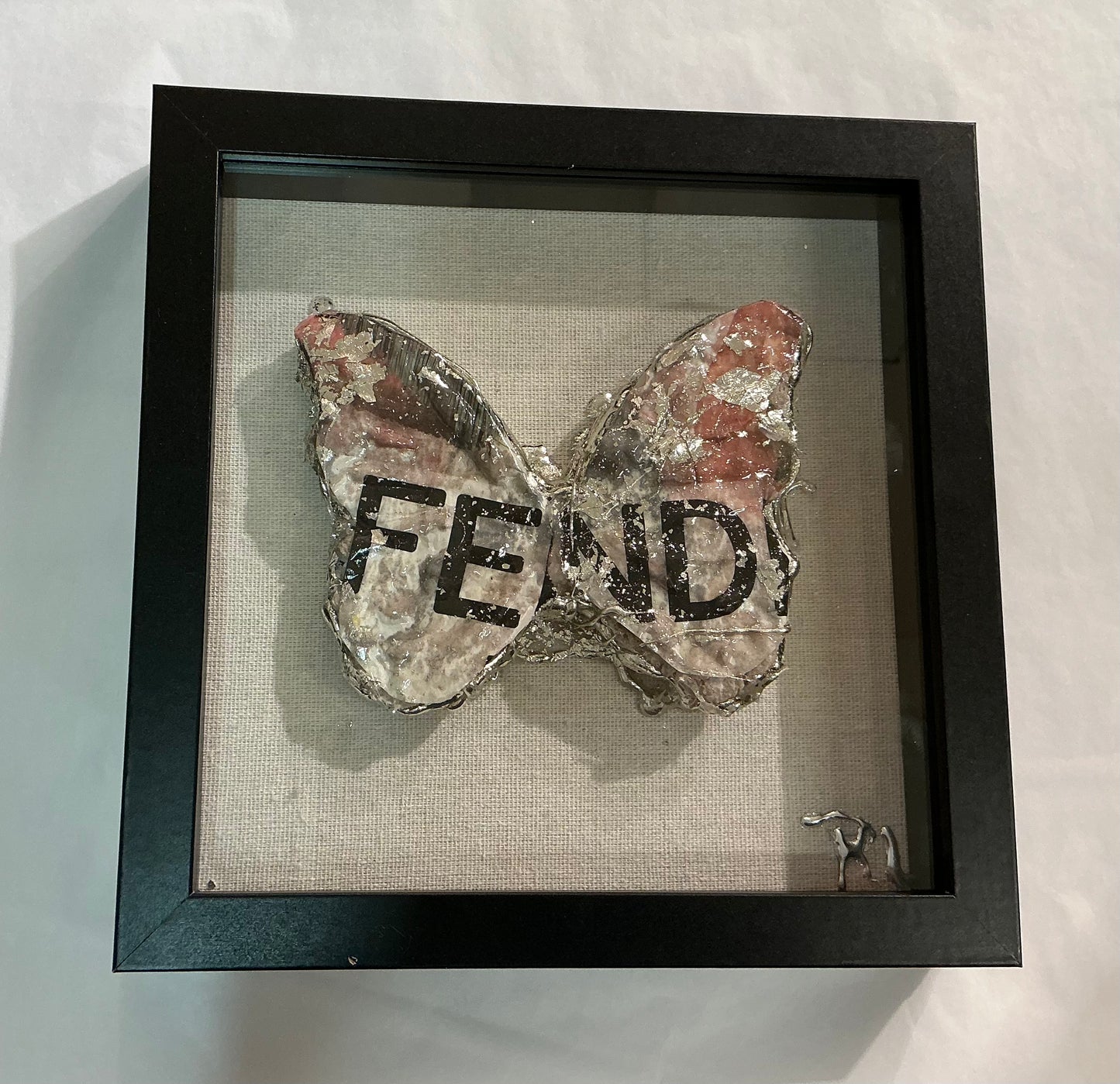 Butterfly Shadow Box (Silver/Black/Pink)
