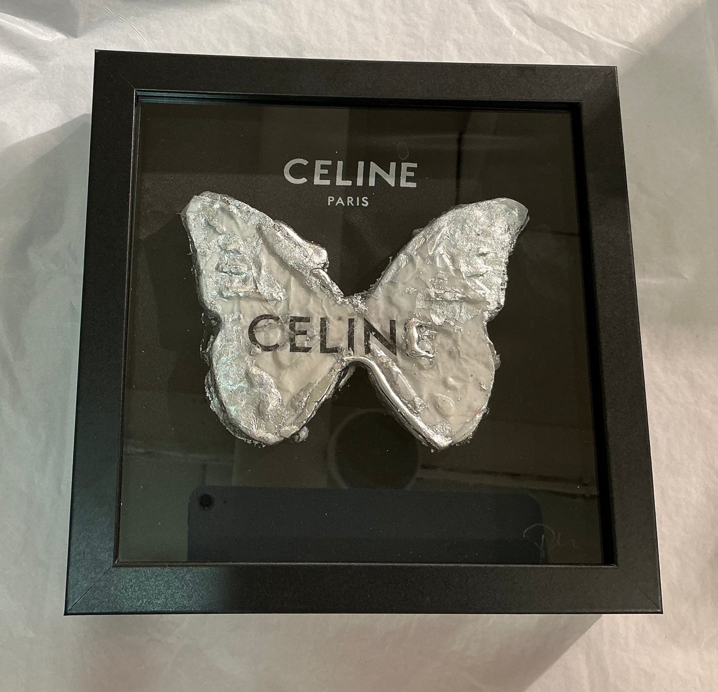 Butterfly Shadow Box (White/Silver)