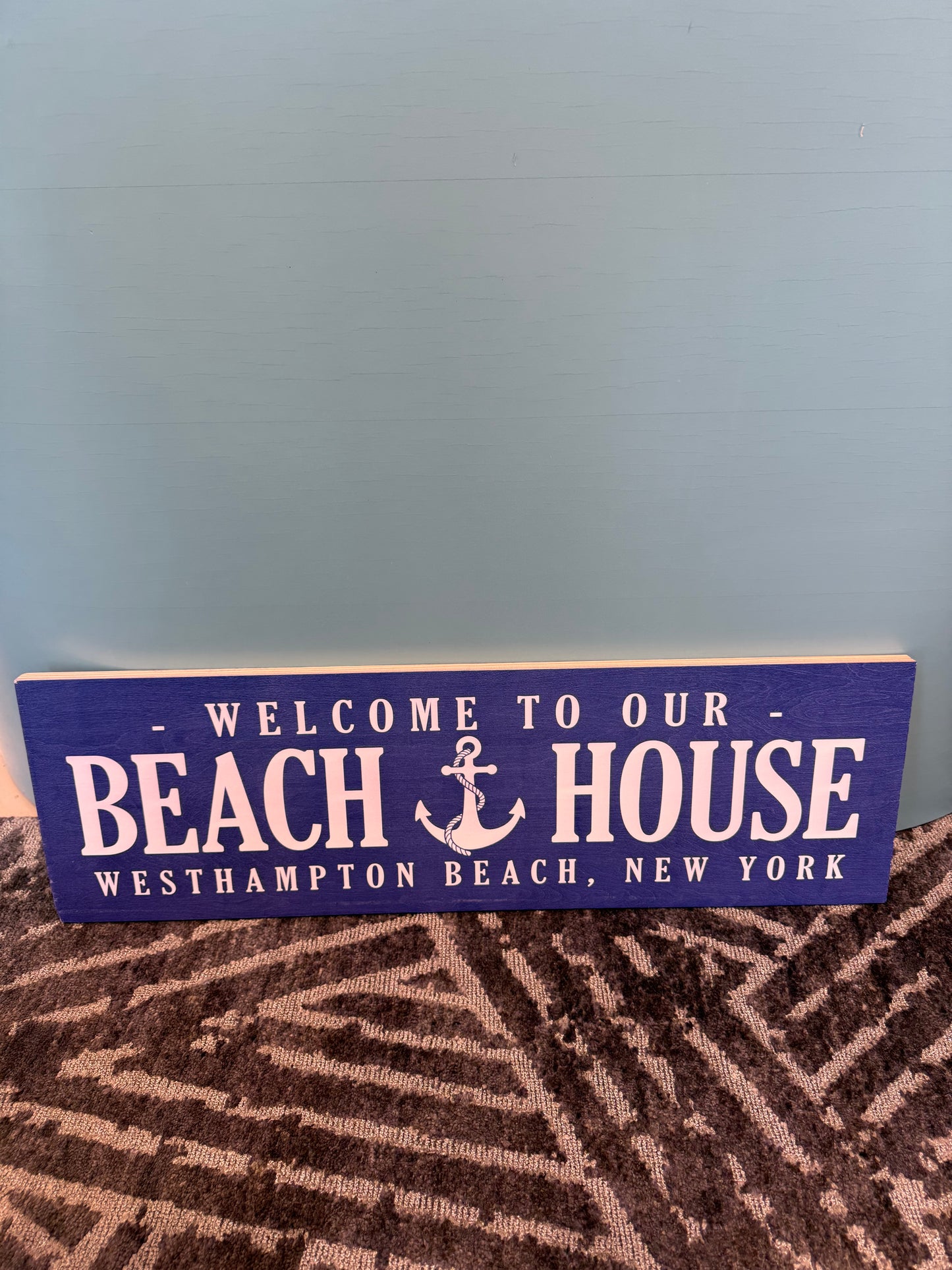 Welcome to our beach house -Wall Art Print on Real Wood