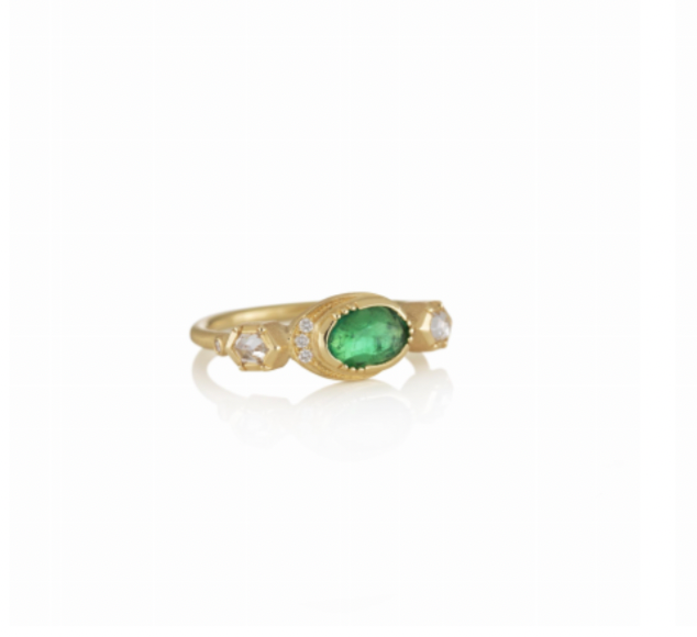 Emerald Ellipse Geo Ring by Brooke Gregson