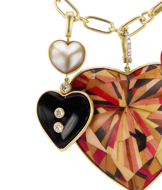 South Sea Pearl and Onyx Heart Charm by Guita M