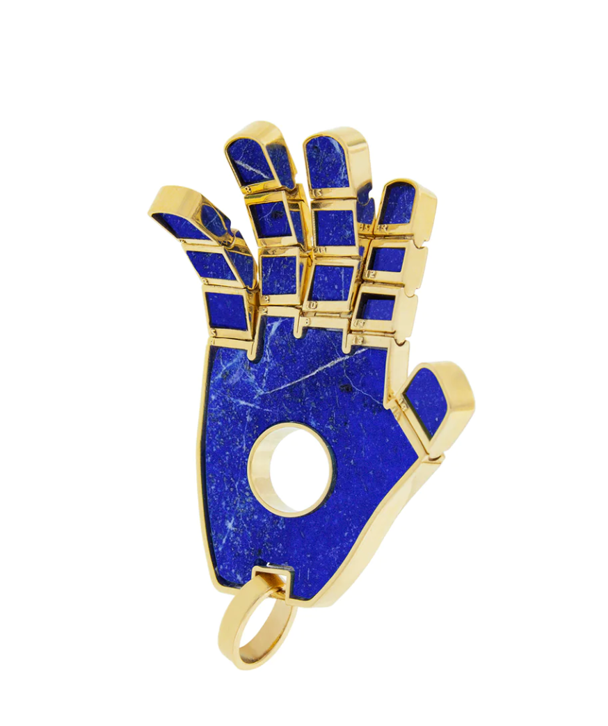 Articulated Hamsa Pendant - Lapis by Louis Morais