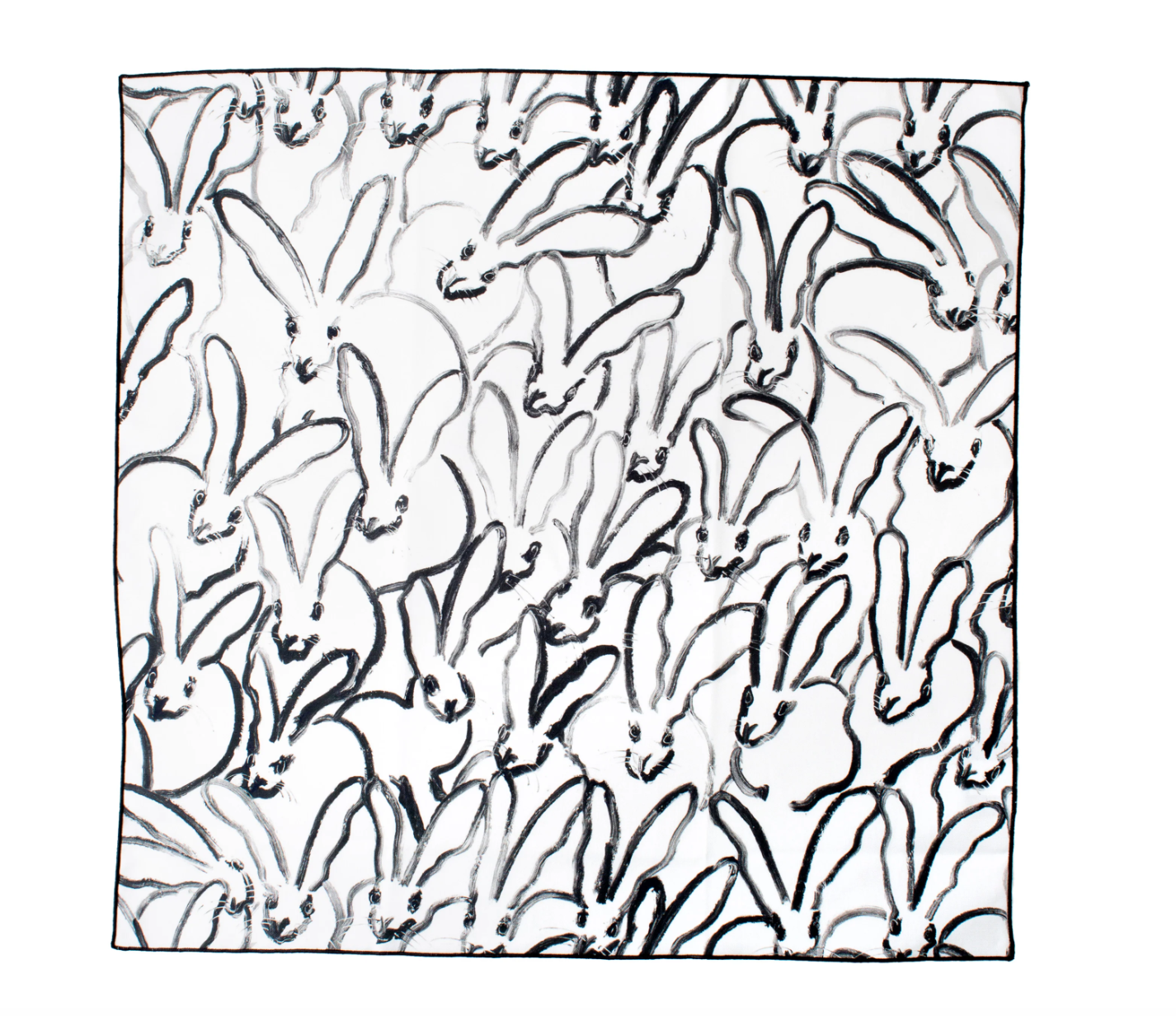 Rabbit Run Cotton Dinner Napkin - White with Black Rabbits