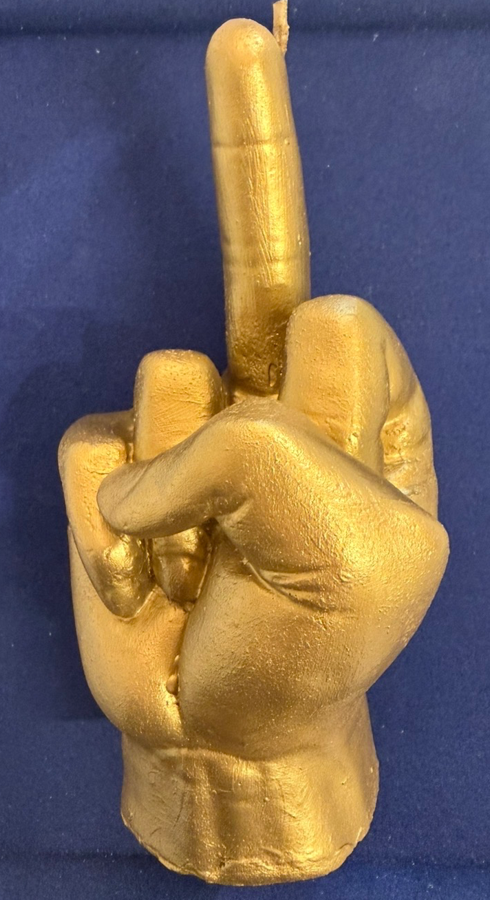 Middle Finger Candle in Gold Soy Wax