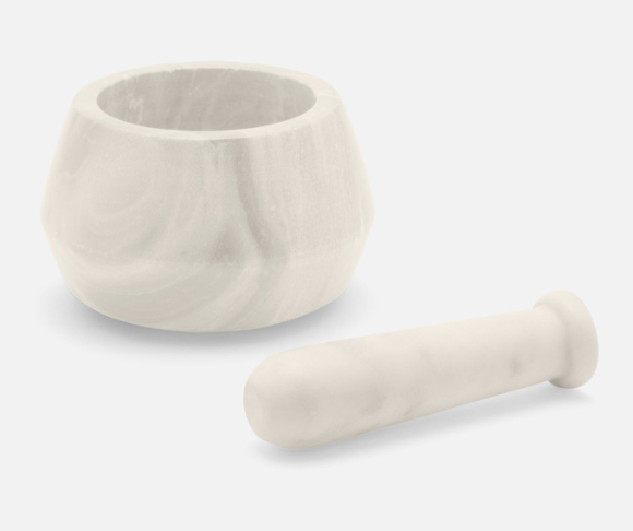 Moira White Mortar and Pestle, Marble