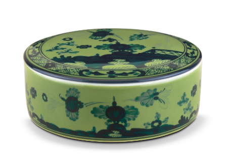 Ginori Oriente Italiano Round Trinket Box - Malachite