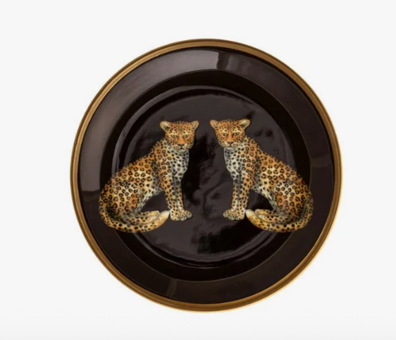Magnificent Wildlife Twin Leopard - Coaster in Black by Halcyon Days