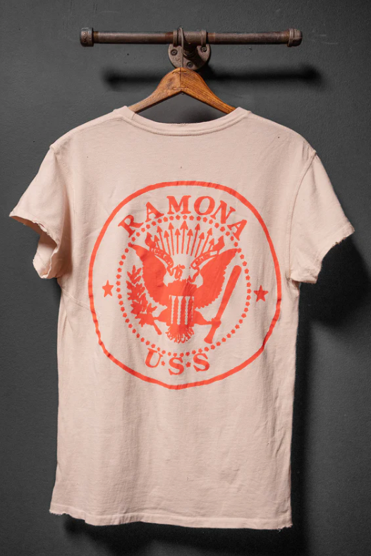Ramones Pink Tea Stained Crew Tee By Madeworn