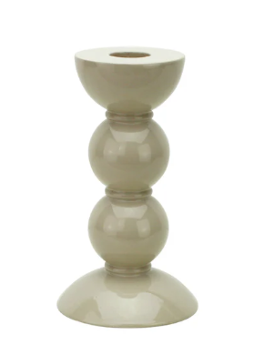 Medium White or Cappuccino Bobbin Candlestick - 5.5 in