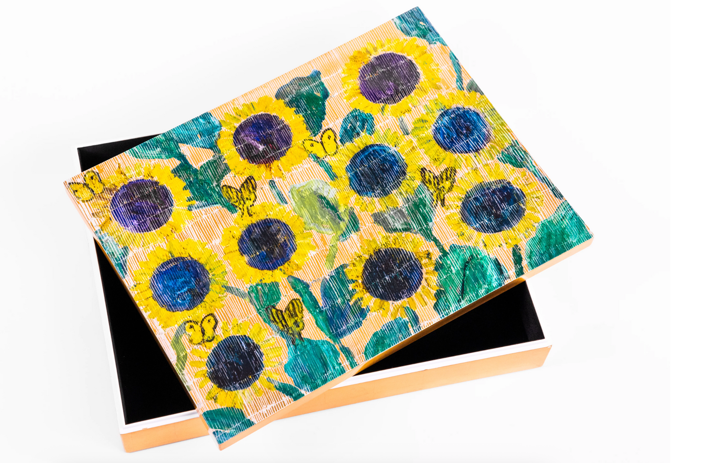Sunflower Garden Gold Leaf Box