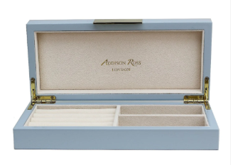 Light Blue Lacquered Jewelry Box With Gold 4x9
